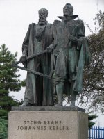 Brahe-Kepler monument outside Kepler Gymnasium in Prague