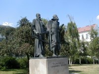 Brahe-Kepler monument outside Kepler Gymnasium in Prague